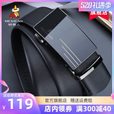 Thắt lưng nam da thật Scarecrow da bò chính hãng lớp trên cùng khóa tự động giữa và thắt lưng quần công sở cao cấp trẻ trung