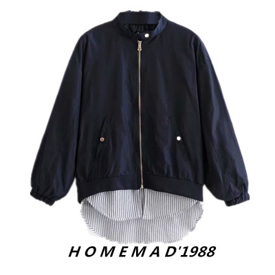 1988 phụ nữ 18 mùa thu mới Châu Âu và Mỹ phong cách đồng màu của phụ nữ khâu áo khoác nhẹ áo khoác 4 màu áo bay