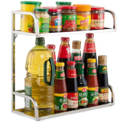 Kệ đựng gia vị nhà bếp bằng thép không gỉ Dapaiwu Giá đựng gia vị từ sàn đến trần giá để đồ dùng đồ dùng treo tường 2 lớp