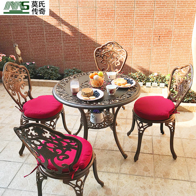 Bàn ghế nhôm đúc ngoài trời biệt thự sân vườn Bàn ghế Châu Âu ngoài trời ban công sắt mỹ nghệ bàn ghế tam hợp