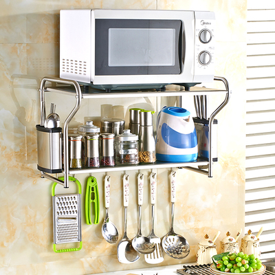 Giá để lò vi sóng bằng thép không gỉ Giá nhà bếp Giá treo tường để đồ Giá để lò nướng Giá để gia vị đồ dùng