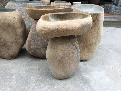 40cm đá cuội chậu rửa bằng đá tự nhiên gia dụng ban công chậu rửa biệt thự sân cảnh đồ trang trí chậu rửa