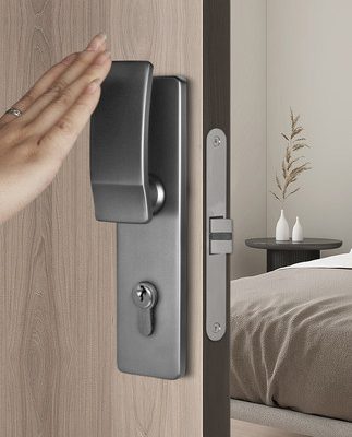 Gu Yuan hiện đại thẳng cửa trượt khóa trong nhà phòng ngủ tắt tiếng khóa cửa nhà phòng tắm ánh sáng sang trọng tay nắm cửa gỗ khóa