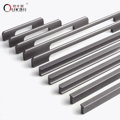Phong cách Bắc Âu màu xám kéo dài không gian tủ nhôm oxit tủ quần áo tủ ngăn kéo cửa ngăn kéo tay nắm đồ nội thất tay nắm cửa phần cứng