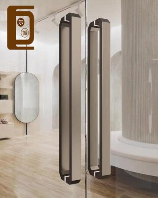 Tay nắm cửa kính tối giản hiện đại tay nắm cửa gỗ chắc chắn cửa thép không gỉ tay nắm cửa khách sạn câu lạc bộ nhà tay nắm dài màu đen mờ