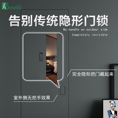 Nhập khẩu Ý khóa cửa vô hình Bonaiti phòng ngủ hai mặt nền tường tối cửa khóa cửa gỗ không tay cầm