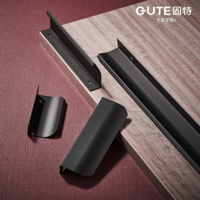 Gute tay cầm vô hình miễn phí đục lỗ hiện đại tối giản ngăn kéo cao cấp tủ quần áo cánh cửa tủ tối màu kéo dài qua màu đen trên cùng
