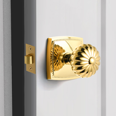 Nội thất phòng ngủ cửa gỗ phòng tắm phòng tắm retro đơn lưỡi bí ngô vàng sáng Pháp Mỹ Châu Âu phong cách tay cầm khóa cửa không cần chìa khóa