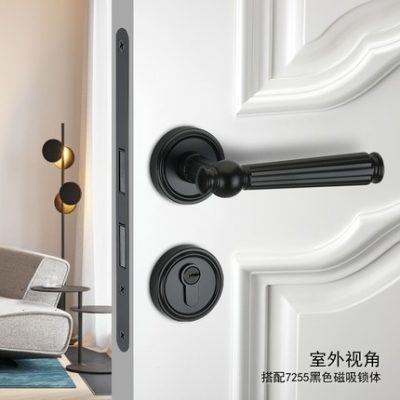 Khóa cửa phòng ngủ trong nhà cửa gỗ màu đen chia đơn giản Châu Âu Pháp tay nắm cửa hộ gia đình tắt âm hút khóa cửa khóa cửa
