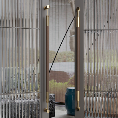 Tay nắm cửa bằng gỗ nguyên khối cao cấp hiện đại tối giản khung cửa trượt kính cửa hàng biệt thự khách sạn tay nắm dài bằng thép không gỉ