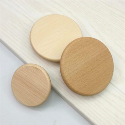 Ngăn kéo cửa tủ gỗ chắc chắn tay cầm gỗ màu ghi tủ gỗ tròn phong cách Bắc Âu tủ quần áo tối giản hiện đại