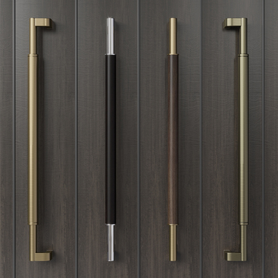 Hiện đại tối giản tối giản hộp gỗ rắn tay nắm cửa khung kính tay cầm gỗ nhập khẩu thép không gỉ dày vàng đen