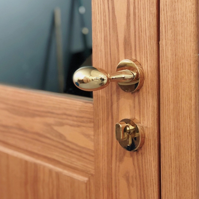 Khóa cửa Mỹ pvd ánh sáng vàng sang trọng khóa cửa trong nhà vịt ngỗng hình quả trứng tay cầm màu vàng đồng khóa cửa từ tính im lặng