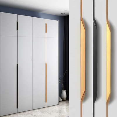 Tay nắm vô hình tủ quần áo tùy chỉnh màu đen thông qua ngăn kéo tối giản hiện đại tay nắm cửa tủ ngón tay cái khe cắm vàng miễn phí