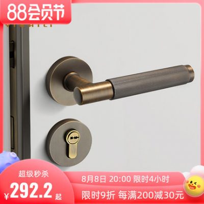 Tất cả bằng đồng Mỹ phòng ngủ khóa cửa gỗ trong nhà từ tính im lặng khóa cửa phòng tắm bằng đồng khóa chia tay nắm cửa