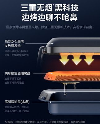 Máy nướng thịt nướng Midea teriyaki máy nướng thịt nướng tại nhà Máy nướng thịt xiên nướng không khói Tấm nướng graphene trong nhà