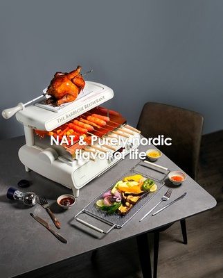 Máy nướng thịt nướng bằng điện Nordic Oumu máy nướng thịt không khói gia đình xoay tự động đa chức năng máy xiên thịt nướng điện trong nhà