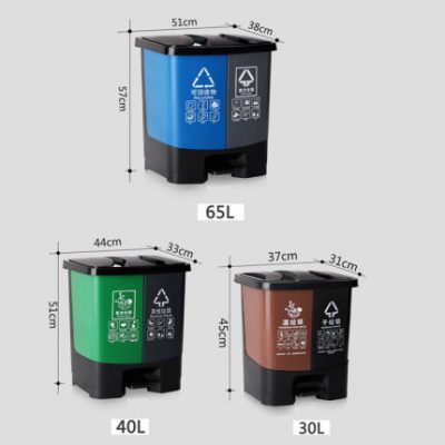 Thùng rác phân loại rác hộ gia đình có nắp lớn ngoài trời văn phòng nhà bếp có thể tái chế thùng rác vận hành bằng chân lớn