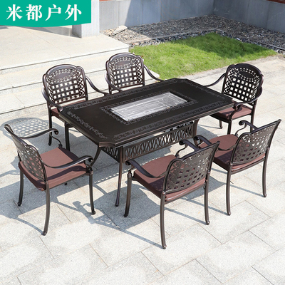 Giải trí ngoài trời bàn ghế nướng ngoài trời sân nhà biệt thự ngoài trời sân vườn nhôm đúc đa năng lò nướng điện bàn ghế kết hợp