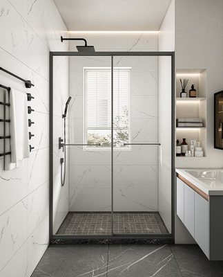 Langjing lưới màu đỏ tro súng một từ màn hình tối giản phòng tắm phòng tắm vách ngăn phòng tắm kính phòng khô và ướt tách nhà vệ sinh đơn giản