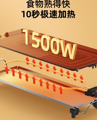 Bếp nướng điện gia đình nướng không khói bếp nướng điện chảo nướng lẩu đa năng phong cách Hàn Quốc một nồi nướng cá 1487