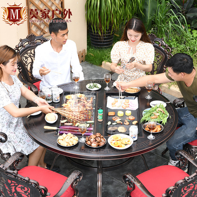 Bàn ghế nướng ngoài trời gia dụng Bếp nướng không khói kiểu Hàn Quốc bếp nướng điện sân trong giải trí Bàn ăn thương mại bếp nướng than