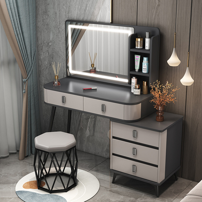 Bàn trang điểm Ý phòng ngủ hiện đại tối giản lưới gương đỏ bàn trang điểm căn hộ nhỏ bàn làm việc cạnh giường tủ lưu trữ một