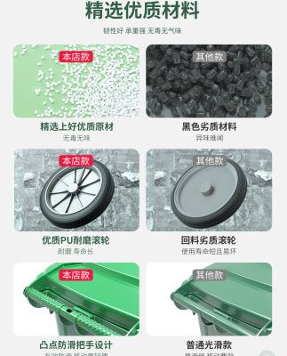 Thùng rác lớn thùng rác lớn ngoài trời phân loại vệ sinh thương mại có nắp cộng đồng tài sản 240 lít lắc nắp xi lanh nhà bếp hộ gia đình