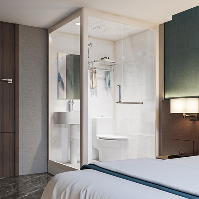 Phòng tắm tích hợp phòng tắm một khối nhà vệ sinh tích hợp phòng tắm tích hợp nông thôn phòng tắm vách ngăn kính ngăn cách khô và ướt