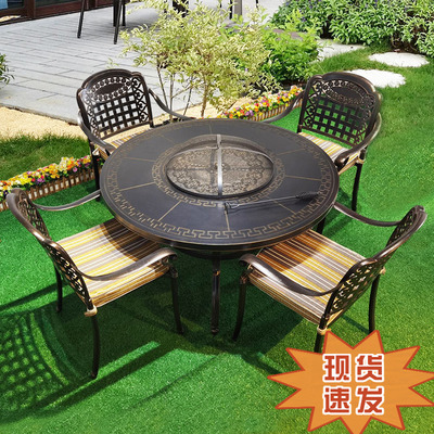 Bàn ghế nướng ngoài trời thương mại hộ gia đình sân trong lò nướng than nướng ngoài trời sân thượng ban công thư giãn bàn ghế nhôm đúc