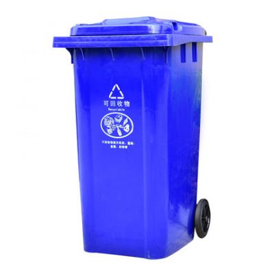 Thùng rác bốn loại bằng nhựa Thượng Hải 240L trường học tài sản cộng đồng ngoài trời dày nâu đen 120L lớn