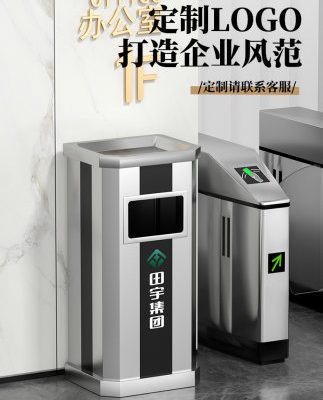 Thùng rác bằng thép không gỉ có nắp thương mại lớn dọc sảnh khách sạn lối vào thang máy ngoài trời nơi công cộng sức chứa lớn