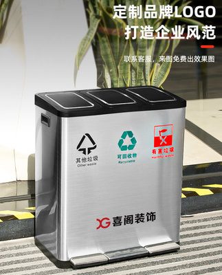 Phân loại thùng rác thương mại gia dụng inox nhà bếp loại lớn có nắp đậy văn phòng khách sạn ngoài trời khô ướt