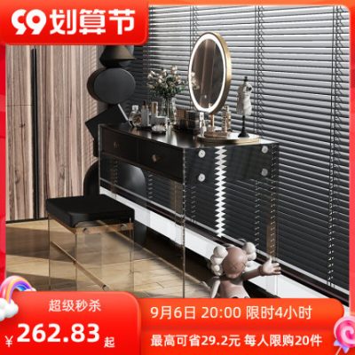 Bàn trang điểm acrylic lưới màu đỏ gió trong suốt đèn treo sang trọng cao cấp phòng ngủ căn hộ nhỏ bàn trang điểm màu đen