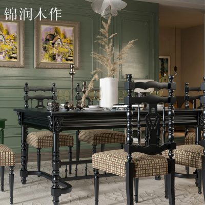 Black Knight Bàn ăn gỗ đặc của Pháp Bàn làm việc bằng gỗ đặc của Mỹ bàn làm việc retro bàn trưng bày bàn ăn tùy biến nhà máy