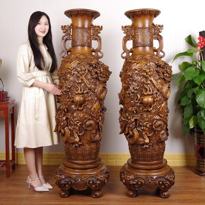 Đồ trang trí bình hoa lớn một cặp từ sàn đến trần theo phong cách Trung Quốc văn phòng sảnh khách sạn nhà tủ TV quà tặng trang trí nhựa