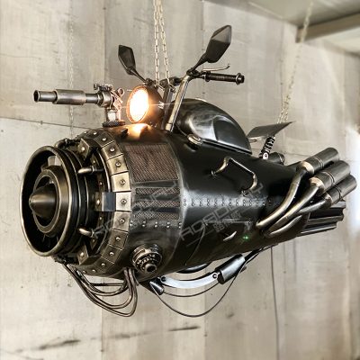 Sáng Tạo Retro Công Nghiệp Gió Kim Loại Không Gian Mô Hình Xe Máy Thanh Trần Không Khí Trần Trang Trí Mặt Dây Chuyền