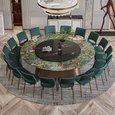 Bàn tròn điện lớn 20 người ánh sáng sang trọng căn hộ lớn bàn ăn tròn nhà hàng biệt thự bàn tròn bàn ăn tròn bằng đá cẩm thạch Ý