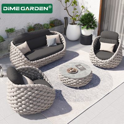 Sofa ngoài trời sân biệt thự ban công ghế mây bàn ghế kết hợp nội thất ngoài trời sân vườn chống thấm nước đan mây giải trí