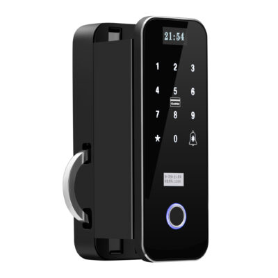 Cửa kính văn phòng không lỗ khóa vân tay kết hợp khóa điều khiển từ xa không dây cửa trượt khóa vân tay thông minh