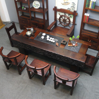 Điểm nhấn tinh tế cho phòng khách với bàn trà gỗ thuyền phong cách Trung Quốc