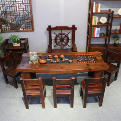 Chinh phục không gian trà đạo với bàn trà gỗ thuyền độc đáo