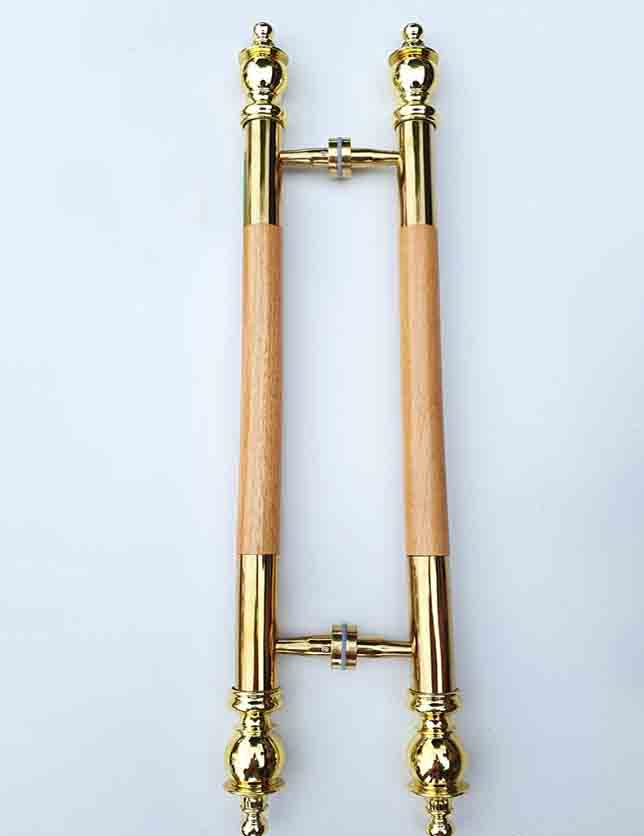 Tay nắm cửa Vàng Đầu Đèn Thân Gỗ. Tay nắm cửa Windragon.