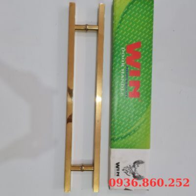 Tay Nắm Cửa Kính Cường Lực, Cửa Nhôm - Tay Nắm Cửa Vuông Vàng Trơn (201,304) 25*38