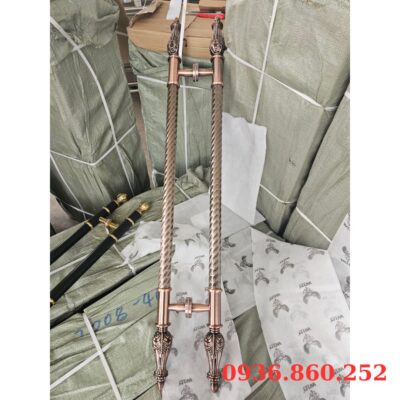 Tay Nắm Cửa Kính Cường Lực, Cửa Nhôm - Tay Nắm Cửa Đồng Đỏ Cúp Hoa