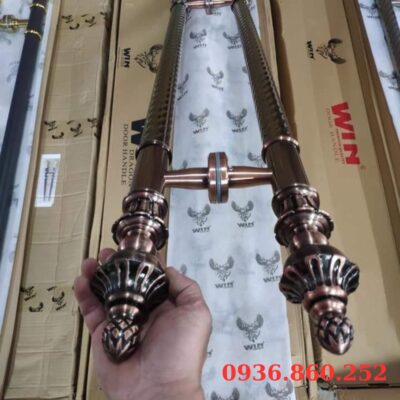 Tay nắm cửa nhôm thủy và kính thủy lực, inox mạ màu đồng đỏ đầu thông, Tay cửa kính cường lực