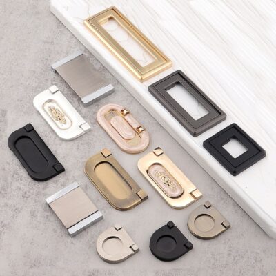 Tay cầm ngăn kéo tủ quần áo có khóa kéo không đục lỗ Phong cách châu Âu Cửa tủ vô hình Tay cầm phẳng Tay cầm bề mặt trải chiếu tatami màu tối của tủ