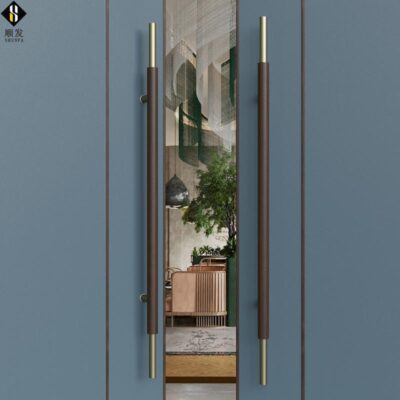 Tay nắm cửa gỗ chắc chắn tay nắm cửa kính bằng thép không gỉ tay nắm cửa phòng hội nghị khách sạn tay cầm màu đen óc chó