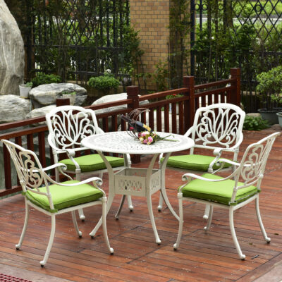 Bàn ghế ngoài trời nhôm đúc kết hợp bàn ghế ban công sân vườn bộ 5 món sân thượng sân vườn chống mưa bàn ghế sắt rèn