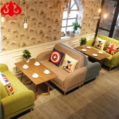 Bắc Âu Bàn Ghế Cafe Gỗ Chắc Chắn Món Tráng Miệng Đơn Giản Quán Trà Sữa Thường Đàm Phán Tiếp Nhận Vải Thẻ Ghế Sofa Đôi